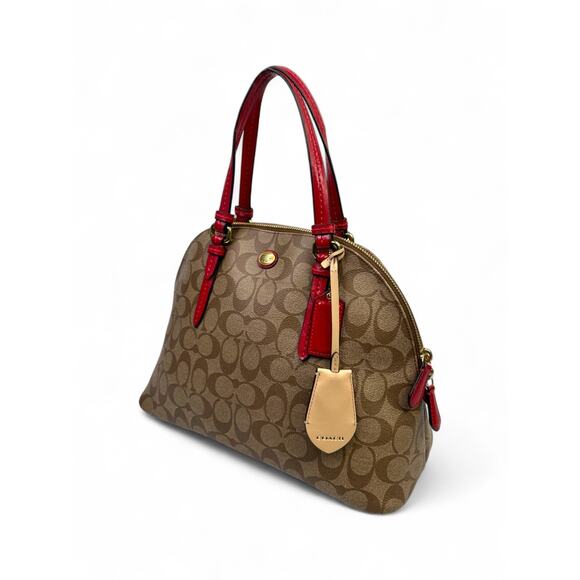 Coach Peyton Signature Cora Dome Coated Canvas Satchel Bag - Picture 11 of 16